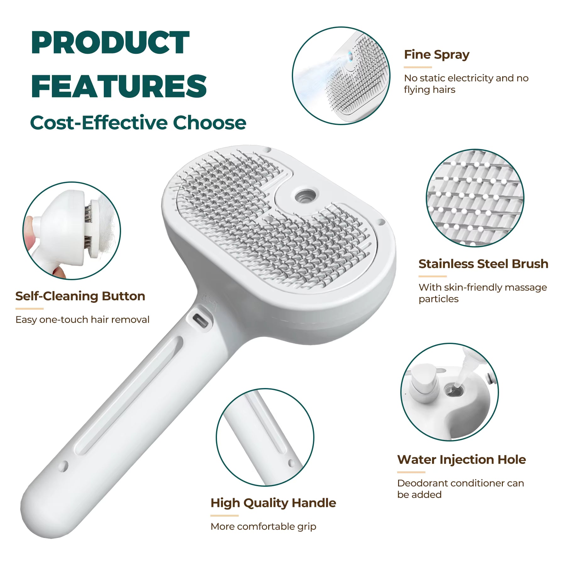 Furcares 3-in-1 Steam Grooming Brush for Cats & Dogs